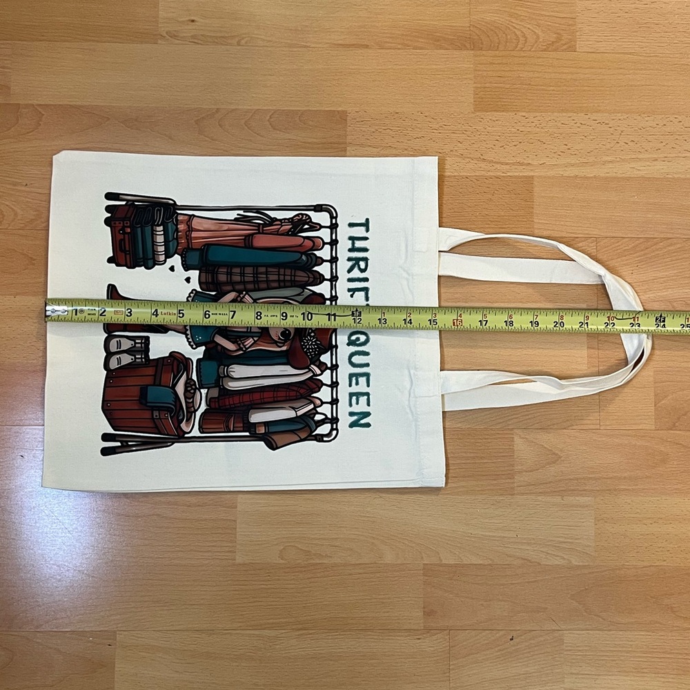 NWOT Thrifting/Thrift Store Themed Graphic Canvas Tote Bag - Picture 6 of 6